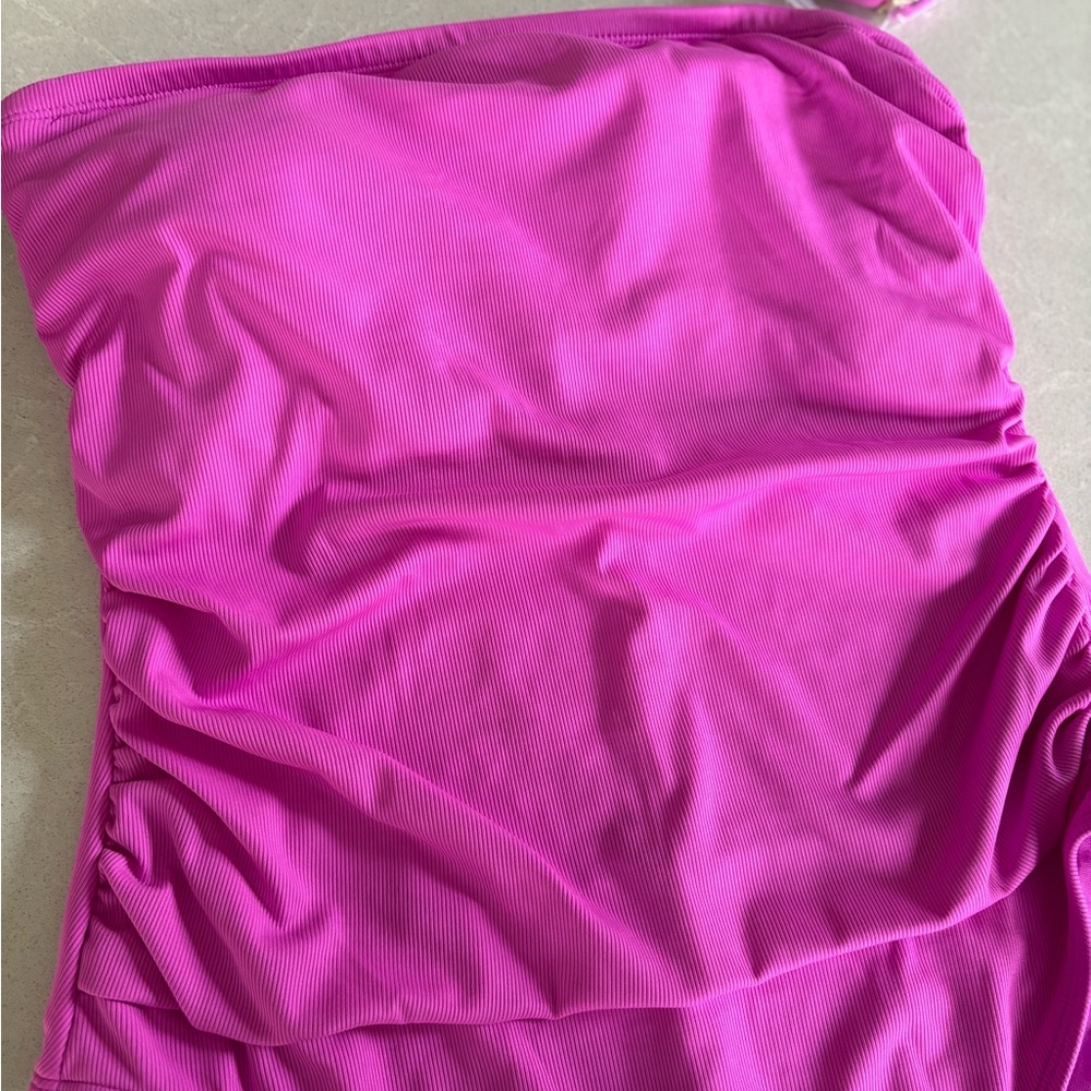 Shade & Shore Pink Women’s Ribbed One Piece High Leg Cheeky Target Size 16 New